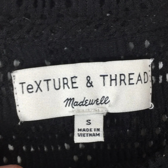 Texture & Thread Madewell Black Mesh Net Tie Front Shirt‎ Womens Small - Picture 5 of 11